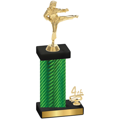 Accented Single Green Carbon Fiber Fourth Place Karate Trophy