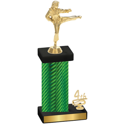 Accented Single Green Carbon Fiber Fourth Place Karate Trophy