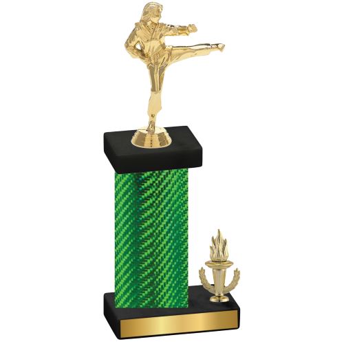 Accented Single Green Carbon Fiber Victory Karate Trophy