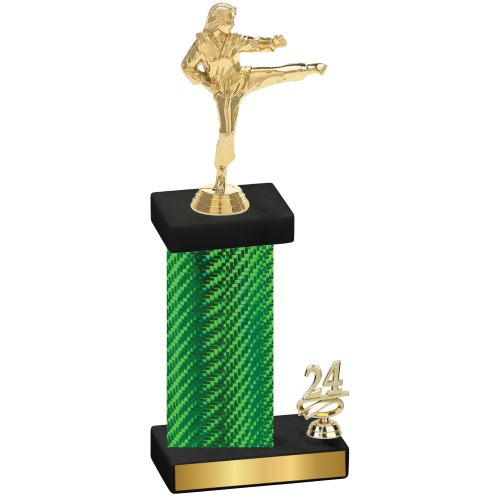 Accented Single Green Carbon Fiber Year Karate Trophy