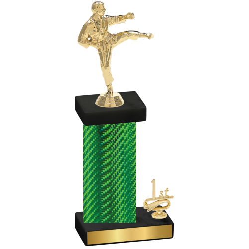 Accented Single Green Carbon Fiber First Place Karate Trophy