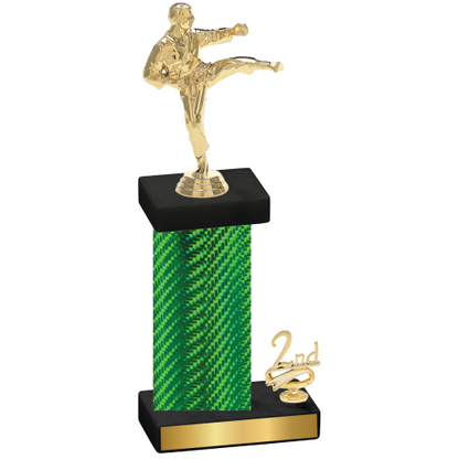 Accented Single Green Carbon Fiber Second Place Karate Trophy