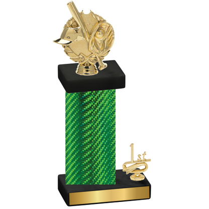 Accented Single Green Carbon Fiber First Place Baseball Trophy