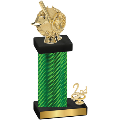 Accented Single Green Carbon Fiber Second Place Baseball Trophy