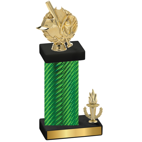 Accented Single Green Carbon Fiber Victory Baseball Trophy