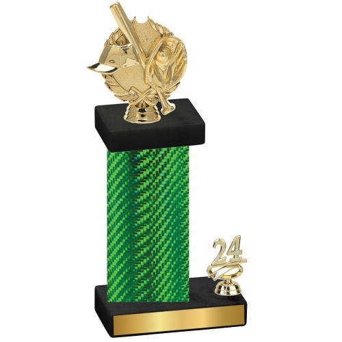 Accented Single Green Carbon Fiber Year Baseball Trophy