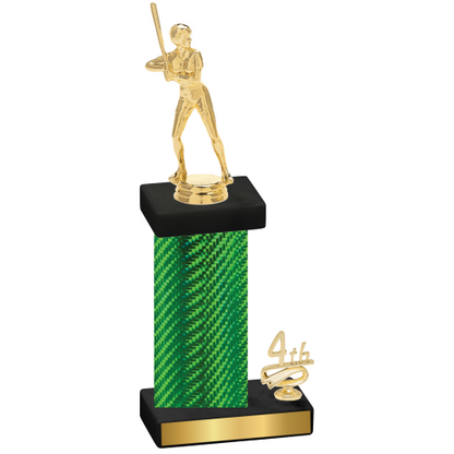 Accented Single Green Carbon Fiber Fourth Place Softball Trophy