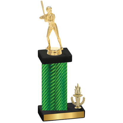 Accented Single Green Carbon Fiber Victory Softball Trophy