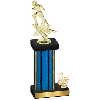 Accented Single Blue Glacier Third Place Football Trophy