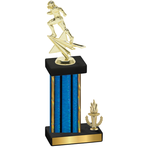 Accented Single Blue Glacier Victory Football Trophy