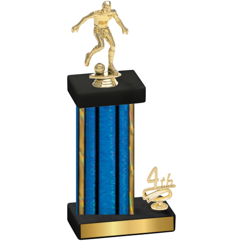 Accented Single Blue Glacier Fourth Place Soccer Trophy