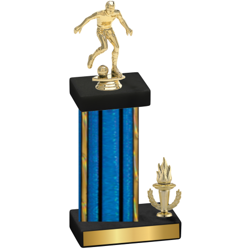 Accented Single Blue Glacier Victory Soccer Trophy