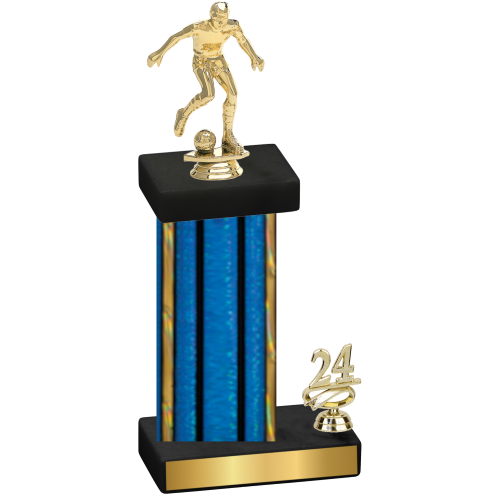 Accented Single Blue Glacier Year Soccer Trophy