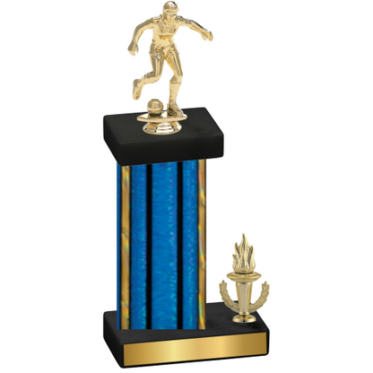 Accented Single Blue Glacier Victory Soccer Trophy