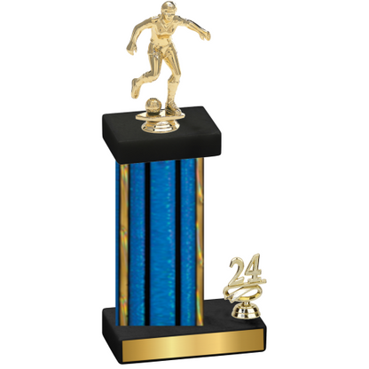 Accented Single Blue Glacier Year Soccer Trophy