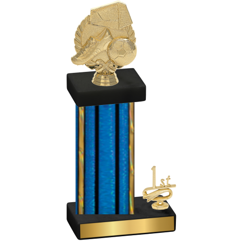 Accented Single Blue Glacier First Place Soccer Trophy