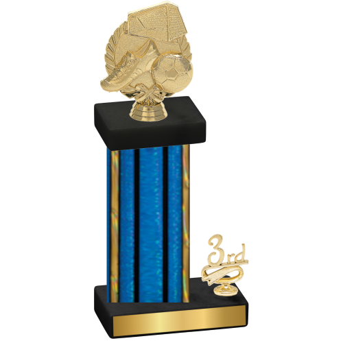 Accented Single Blue Glacier Third Place Soccer Trophy