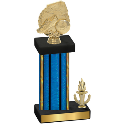 Accented Single Blue Glacier Victory Soccer Trophy