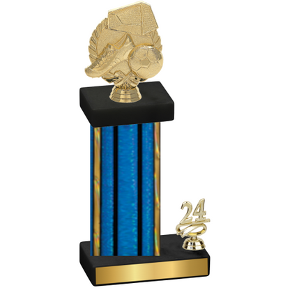 Accented Single Blue Glacier Year Soccer Trophy