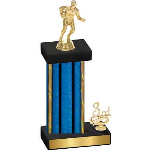 Accented Single Blue Glacier Third Place Rugby Trophy