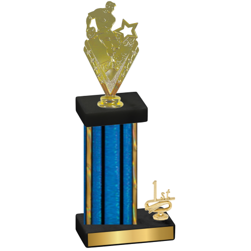 Accented Single Blue Glacier First Place Rugby Trophy