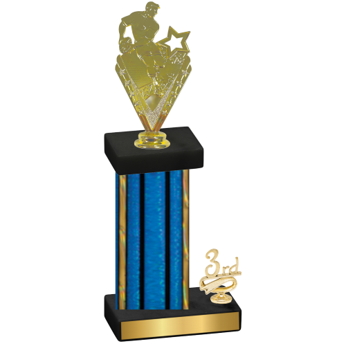 Accented Single Blue Glacier Third Place Rugby Trophy