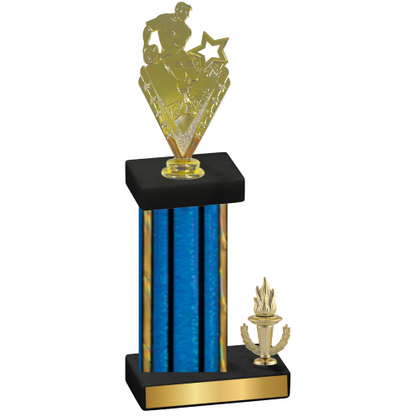 Accented Single Blue Glacier Victory Rugby Trophy