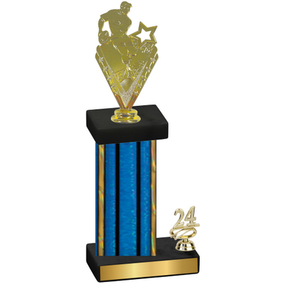 Accented Single Blue Glacier Year Rugby Trophy