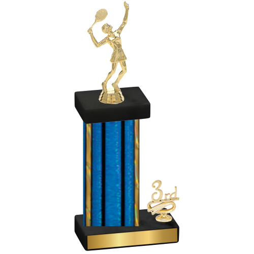 Accented Single Blue Glacier Third Place Tennis Trophy