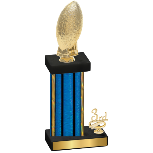 Accented Single Blue Glacier Third Place Football Trophy