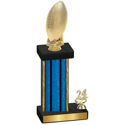 Accented Single Blue Glacier Year Football Trophy