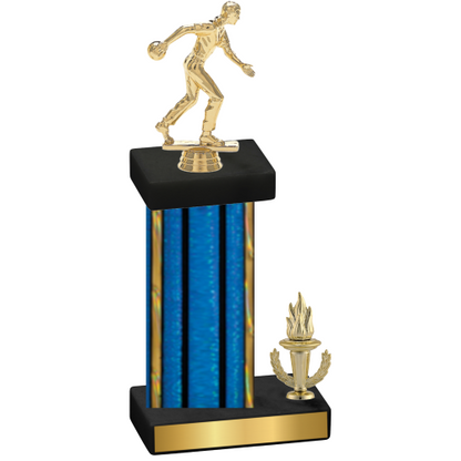 Accented Single Blue Glacier Victory Bowling Trophy