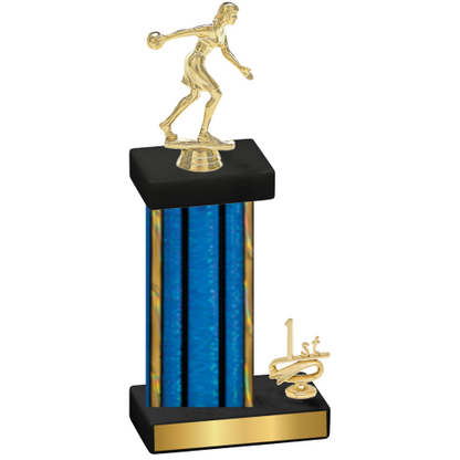 Accented Single Blue Glacier First Place Bowling Trophy