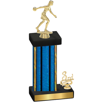 Accented Single Blue Glacier Third Place Bowling Trophy