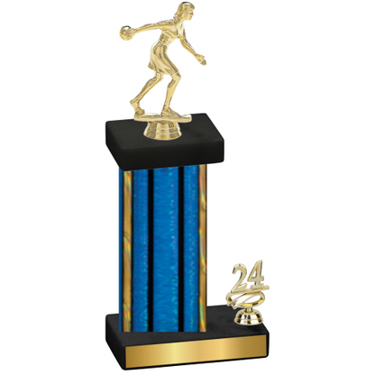 Accented Single Blue Glacier Year Bowling Trophy