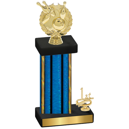 Accented Single Blue Glacier First Place Bowling Trophy