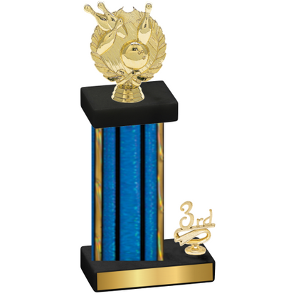 Accented Single Blue Glacier Third Place Bowling Trophy