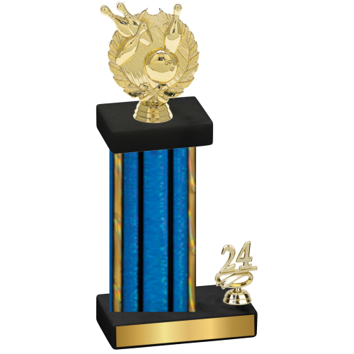 Accented Single Blue Glacier Year Bowling Trophy