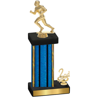 Accented Single Blue Glacier Second Place Football Trophy