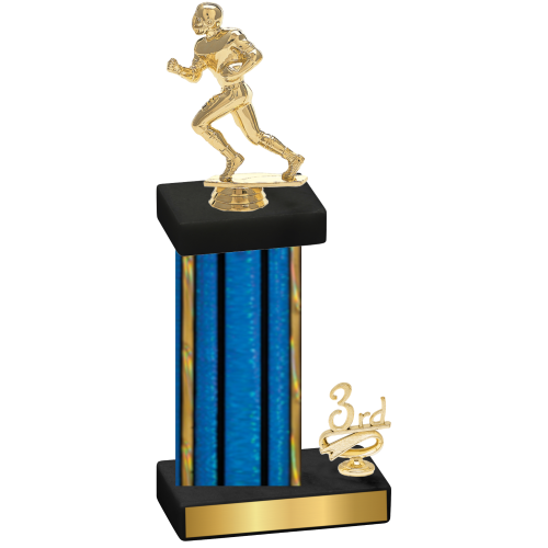 Accented Single Blue Glacier Third Place Football Trophy