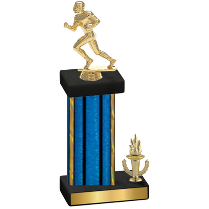 Accented Single Blue Glacier Victory Football Trophy