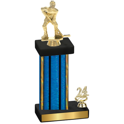 Accented Single Blue Glacier Year Hockey Trophy