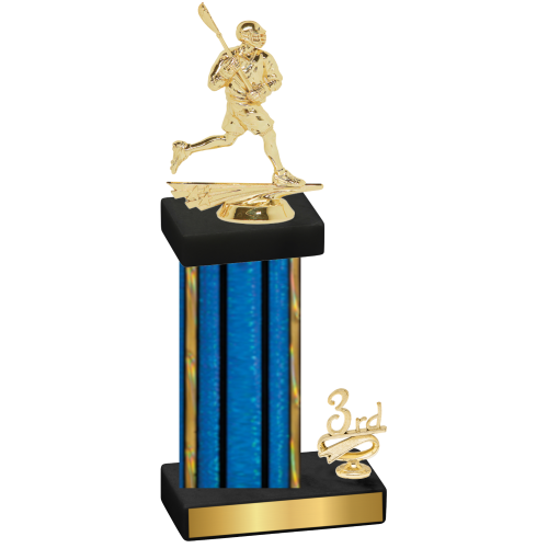Accented Single Blue Glacier Third Place Lacrosse Trophy