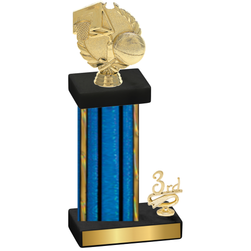 Accented Single Blue Glacier Third Place Basketball Trophy