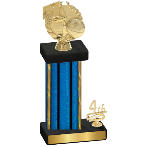 Accented Single Blue Glacier Fourth Place Basketball Trophy