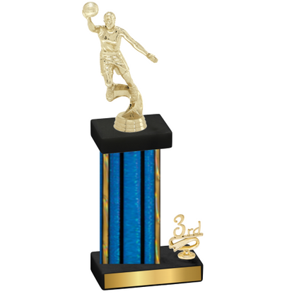 Accented Single Blue Glacier Third Place Basketball Trophy