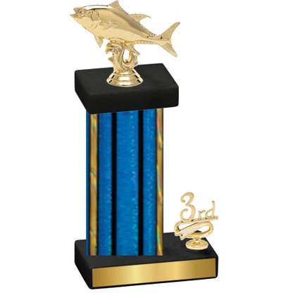 Accented Single Blue Glacier Third Place Fishing Trophy