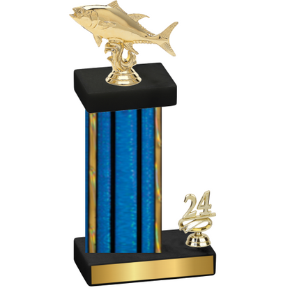 Accented Single Blue Glacier Year Fishing Trophy