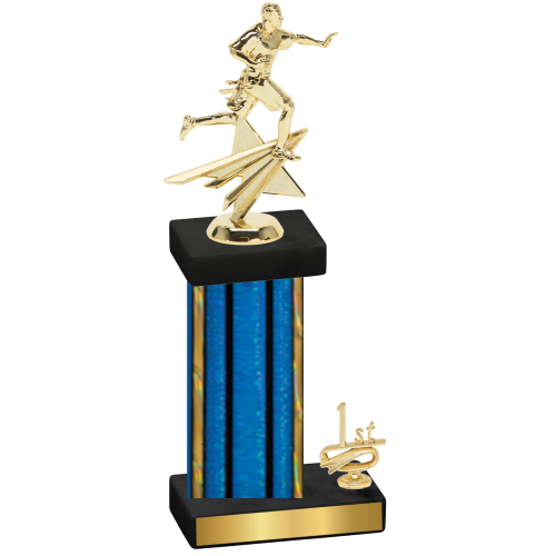 Accented Single Blue Glacier First Place Flag Football Trophy