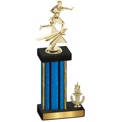 Accented Single Blue Glacier Victory Flag Football Trophy